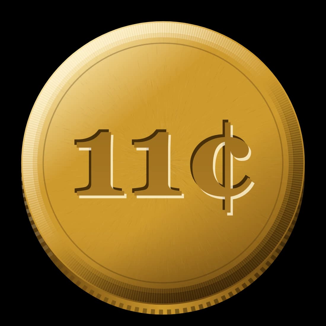 A gold coin stamped 11 cents, dropping into the slot in the lid.